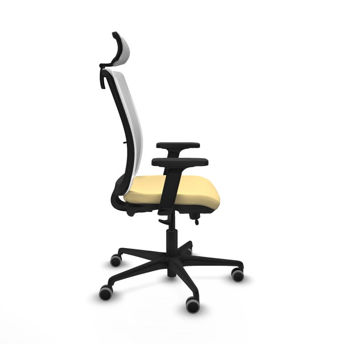 PIQUERAS Y CRESPO Silla de oficina Haches con mecanismo Sincro/Traslack, Crema y Blanco