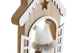 DKD Home Decor Decoracion Navidad Moderna Madera Natural Blanco 2 x 20 x 15 cm (6 Unidades)