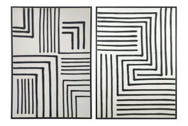 DKD Home Decor Cuadro Lienzo PS 83X4,5X123 Líneas 3D (Pack de 2)