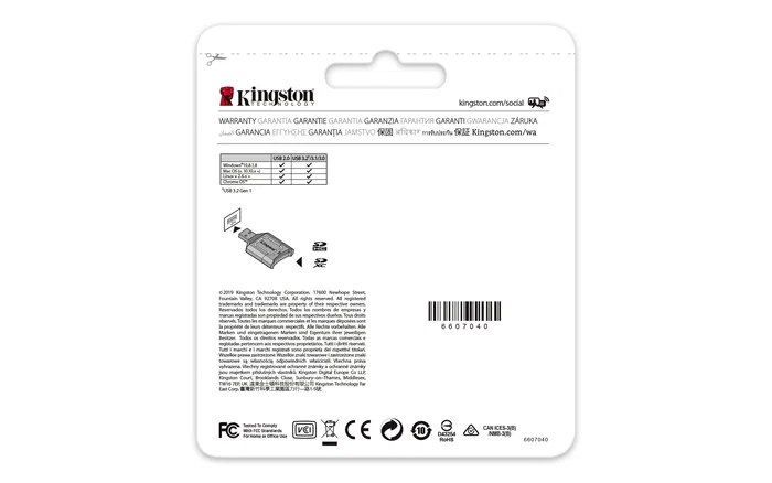 Kingston MobileLite Plus Lector de Tarjetas SD USB 3.2 Gen 1 Negro