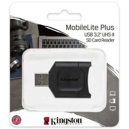 Kingston MobileLite Plus - Lector de tarjetas SD, negro, USB 3.2 Gen 1 Tipo-A, compatible con Windows, macOS, Linux, Chrome OS