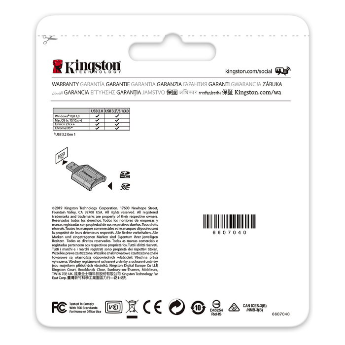 Kingston MobileLite Plus Lector de Tarjetas SD USB 3.2 Gen 1 Negro