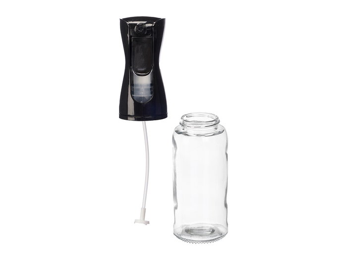 Vivalto Aceitera de Vidrio con Pulverizador 230 ml Negro y Transparente 22x8x5.7 cm (Set de 12)