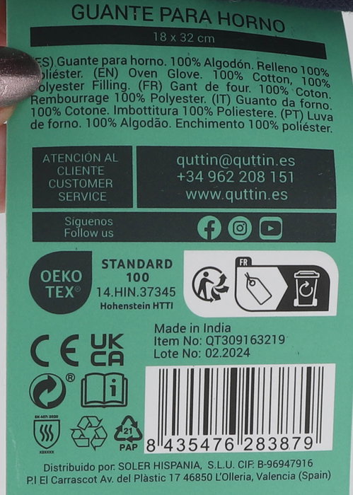 Inde Guante de Horno para Protección Térmica, Pack de 24 Unidades