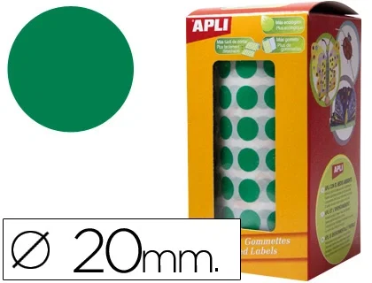Apli Gomets Redondos 20mm Verde Rollo de 1770 Unidades Apli Gomets Redondos 20mm Verde Rollo de 1770 Unidades