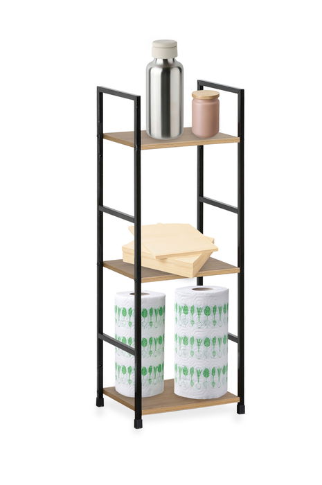 Confortime Estanteria 3 Niveles Metal-Madera Negra 25 cm Ancho x 5.5 cm Largo x 84.5 cm Alto (2 Unidades) Confortime Estanteria 3 Niveles Metal-Madera Negra 25 cm Ancho x 5.5 cm Largo x 84.5 cm Alto (2 Unidades)