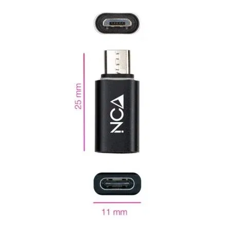 Nano Cable Adaptador 10.02.0014 MicroUSB Macho - USB Tipo-C Hembra Negro Carga y Datos