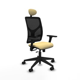 PIQUERAS Y CRESPO Silla de oficina Motilla con mecanismo Sincro/Traslack, Crema y Negro