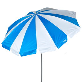 Aktive Sombrilla de playa 220 cm azul y blanco con espiral de anclaje