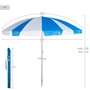 Aktive Sombrilla de playa 220 cm azul y blanco con espiral de anclaje