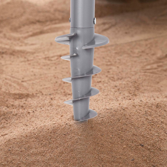 Aktive Sombrilla de playa 220 cm azul y blanco con espiral de anclaje