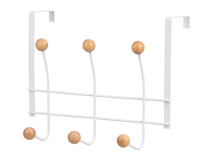 Berilo Percha 6 Colgadores Blanca-Madera Berilo Percha 6 Colgadores Blanca-Madera