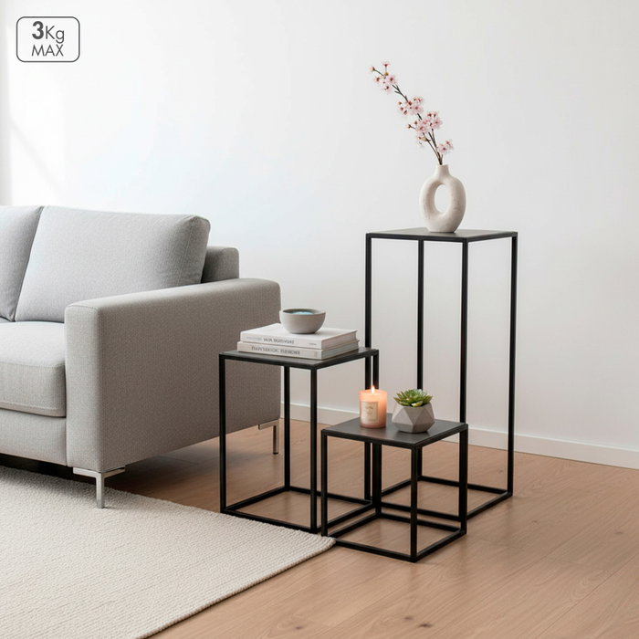 MAX HOME-SET 3MESAS NEGRAS MET
