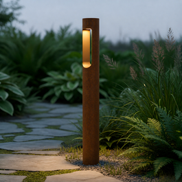 Baliza LED Exterior Fredericksburg 90cm 10W 220VAC 3000K Marrón Óxido