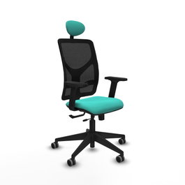 PIQUERAS Y CRESPO Silla de oficina Motilla con mecanismo Sincro/Traslack, Turquesa y Negro