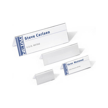 Durable Placas de identificación de escritorio transparentes 29.7 cm x 10.5 cm Durable Placas de identificación de escritorio transparentes 29.7 cm x 10.5 cm
