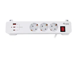EQUIP Regleta de enchufes 245556 con 3 salidas AC, 2 USB-C y 1 USB-A