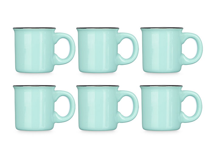 Vessia Set 6 Tazas Cafe Menta 100 ml Porcelana 28.8x7x12.8 cm (Set de 12)