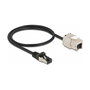 DeLOCK Cable Patch Cord RJ45 Macho a Keystone RJ45 Hembra, 50 cm, Plano, Negro, Cat.6A S/FTP, 26 AWG, Chapado en Oro - 1 Unidad