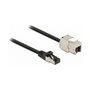 DeLOCK Cable Patch Cord RJ45 Macho a Keystone RJ45 Hembra, 50 cm, Plano, Negro, Cat.6A S/FTP, 26 AWG, Chapado en Oro - 1 Unidad