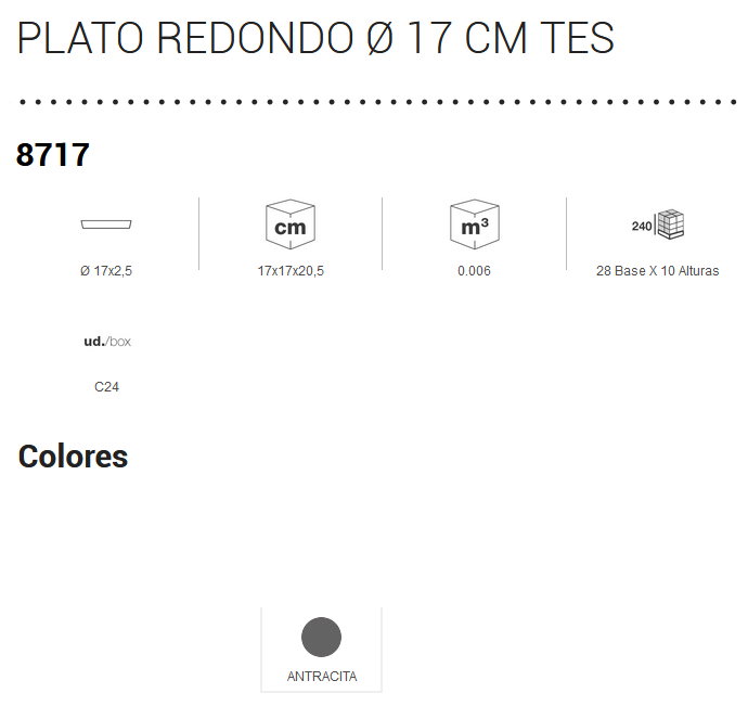Plastiken Plato Serie Tes Gris antracita