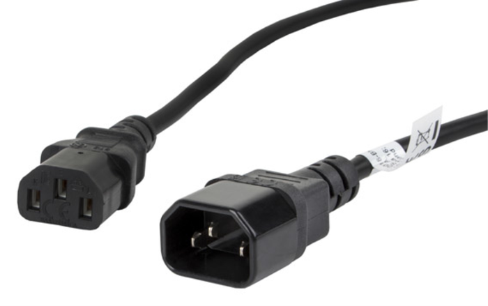Lanberg CA-C13E-11CC-0018-BK Cable de Alimentación C13 a C14, 1,8 m, Negro