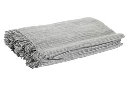 DKD Home Decor Plaid Básico Gris Blanco 250 x 150 cm Poliéster Reciclado Algodón Reciclado (2 Unidades) Hecho a Mano