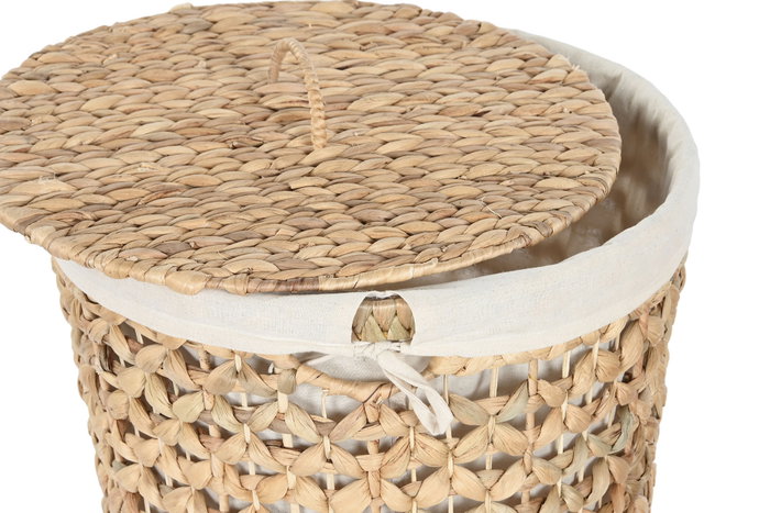 DKD Home Decor Set de 2 Cestas para la Ropa de Junco con Tapa
