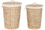 DKD Home Decor Set de 2 Cestas para la Ropa de Junco con Tapa