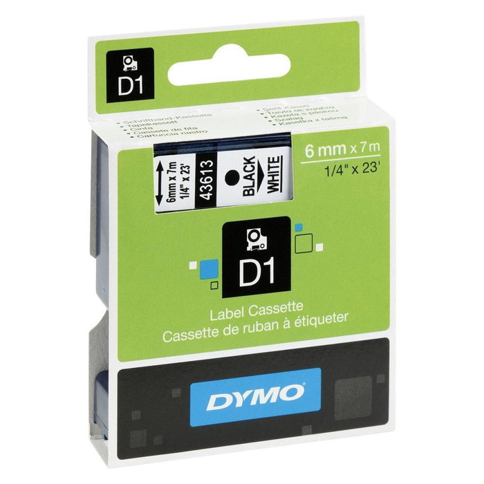 Dymo Cinta D1 Negro sobre Blanco 6mm x 7m