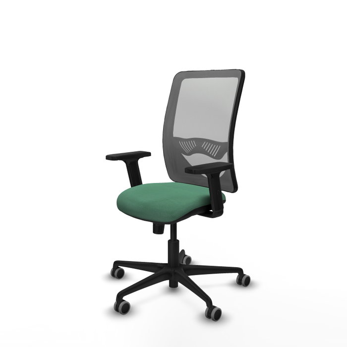 PIQUERAS Y CRESPO Silla de oficina Zulema con mecanismo Sincro, Verde esmeralda y Gris