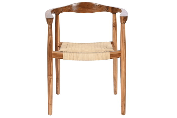 DKD Home Decor Silla de Teca y Ratán Marrón