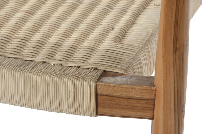 DKD Home Decor Silla de Teca y Ratán Marrón
