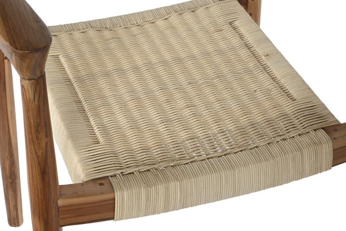 DKD Home Decor Silla de Teca y Ratán Marrón