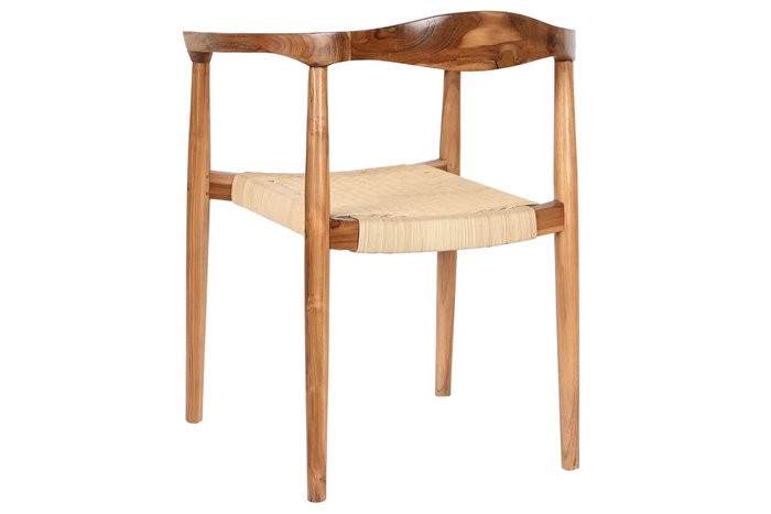 DKD Home Decor Silla de Teca y Ratán Marrón