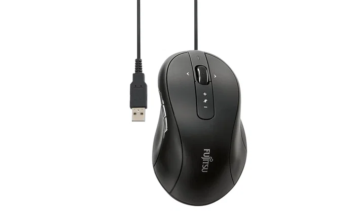Fujitsu M520 Ratón Óptico Ambidiestro USB para Oficina, 1000 DPI, Negro, Referencia OEM
