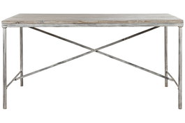 DKD Home Decor Mesa de Comedor Mango y Hierro 240x90x78,5 Blanco