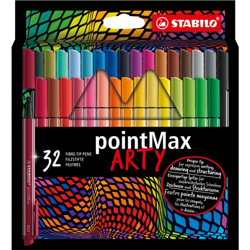 STABILO Pointmax Arty Line Estuche de Cartón de 32 Rotuladores de Fibra STABILO Pointmax Arty Line Estuche de Cartón de 32 Rotuladores de Fibra