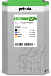Prindo Green Multipack Compatible con Brother LC-3217 Negro, Cian, Magenta, Amarillo - 2200 Páginas