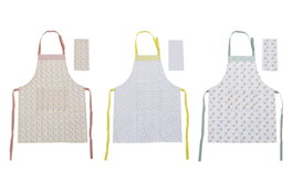 DKD Home Decor Set de 2 Delantales Algodón Vichy Sweet Surtido de 3