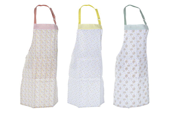 DKD Home Decor Delantal Shabby Vichy Verde Rojo 80 x 60 cm Set de 2 Piezas (Algodón, Poliéster)