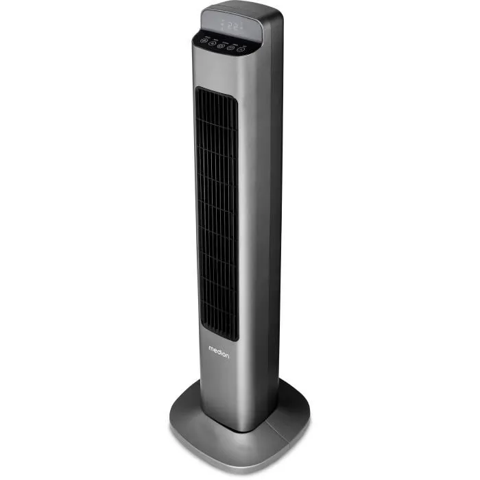 Medion Ventilador de torre 47 W Altura 91 cm 5 velocidades Oscilación 80° Mando a distancia Negro