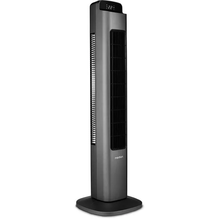 Medion Ventilador de torre 47 W Altura 91 cm 5 velocidades Oscilación 80° Mando a distancia Negro