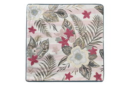 DKD Home Decor Funda Cojin Tropical Verde Rosa 50x50 cm Algodon Polyester