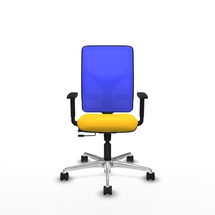 PIQUERAS Y CRESPO Silla de oficina Motilla con mecanismo Sincro/Traslack, Amarillo y Azul