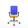 PIQUERAS Y CRESPO Silla de oficina Motilla con mecanismo Sincro/Traslack, Amarillo y Azul