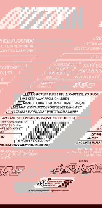 Inde Set 3 Piezas Cuchillos Bistec Filo 11 cm Basic (18 Cajas)