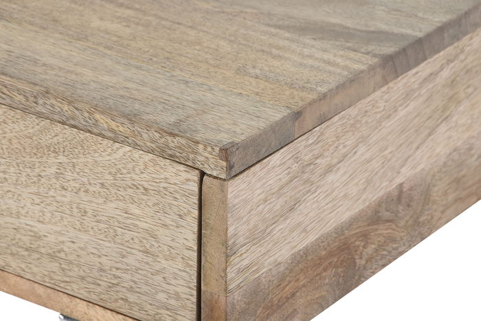 DKD Home Decor Consola Loft Set de 3 Marron Claro Plateado 76 x 110 x 41.5 cm