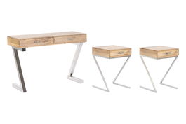 DKD Home Decor Consola Loft Set de 3 Marron Claro Plateado 76 x 110 x 41.5 cm