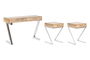 DKD Home Decor Consola Loft Set de 3 Marron Claro Plateado 76 x 110 x 41.5 cm